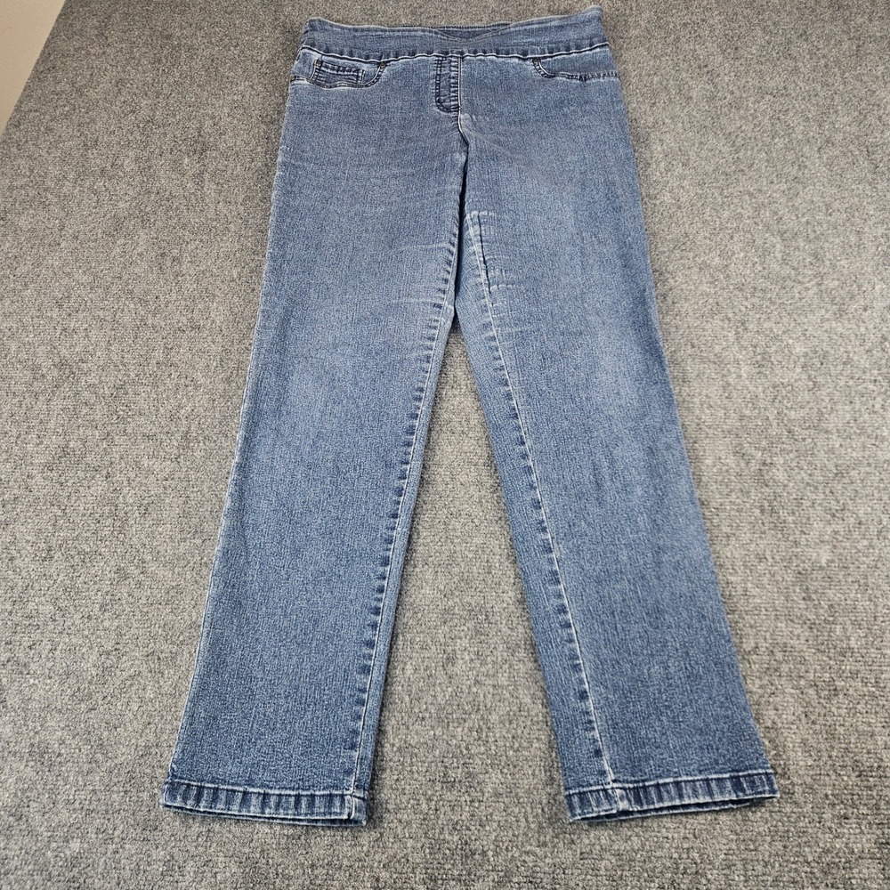 Ruby Rd Womens Size 10 Medium Wash Pull On Straight Leg Denim Jeans Blue 99403